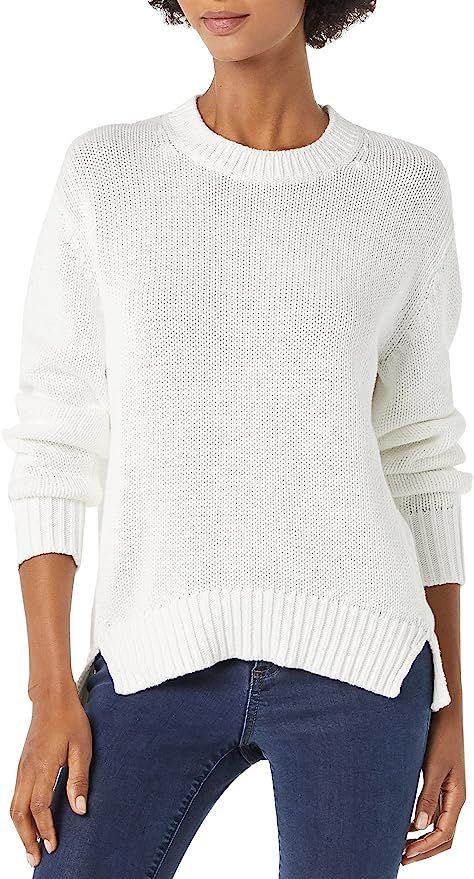Daily Ritual Women's 100% Cotton Relaxed-fit Chunky Long-Sleeve Crew Pullover Sweater | Amazon (US)