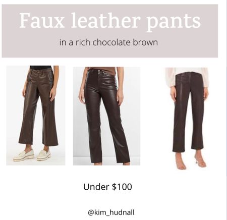 Faux leather brown cropped pants