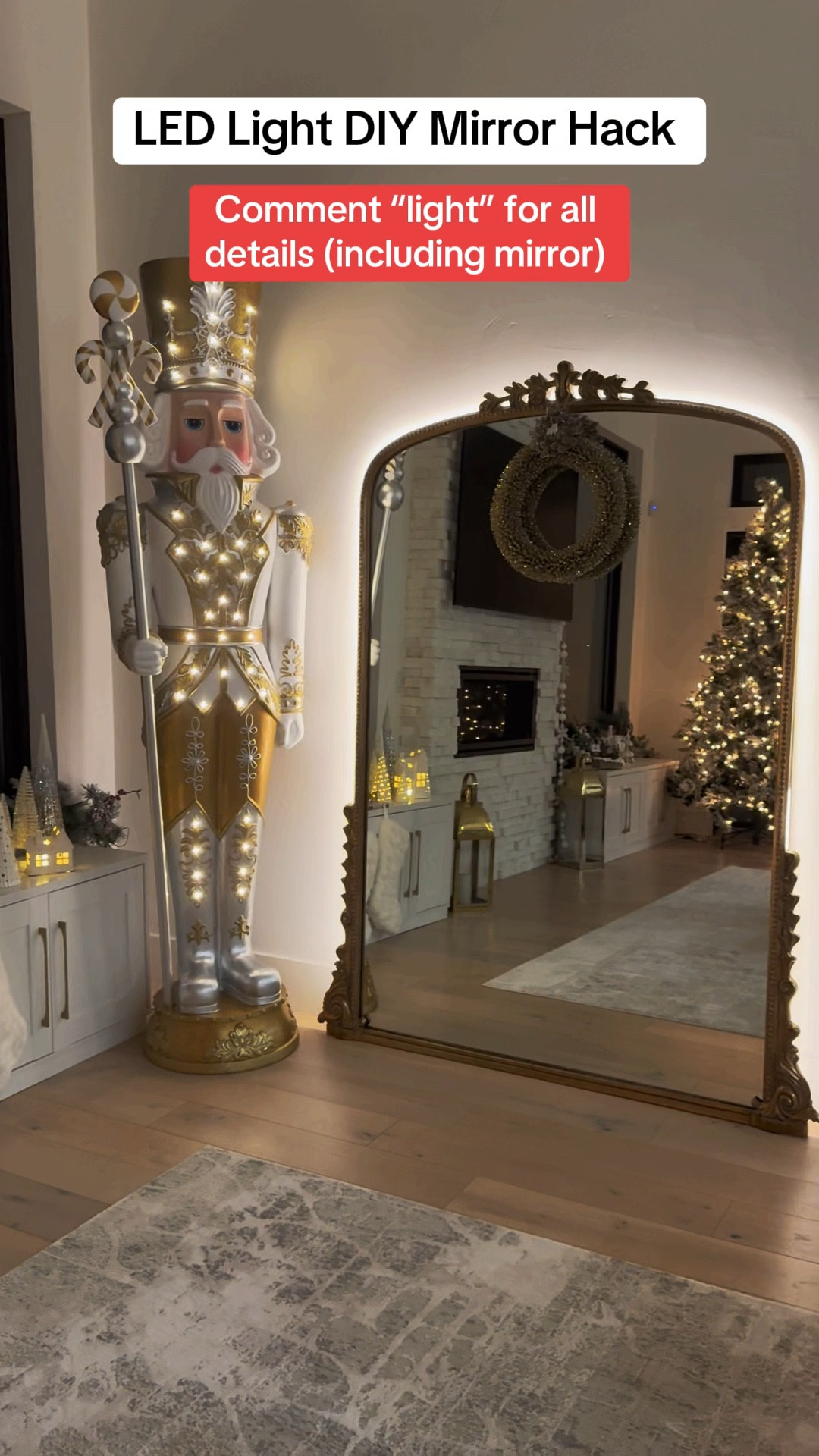 DIY floating mirror decorating hack! 🫶🏼❤️ the lights are self adhering and are the perfect size for the mirror! linking everything below ⬇️

#LTKhome #LTKfindsunder50 #LTKVideo