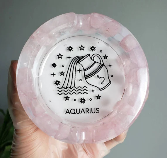 Rose Quartz Aquarius Ashtray Gemstone Zodiac Epoxy Resin Home | Etsy | Etsy (US)
