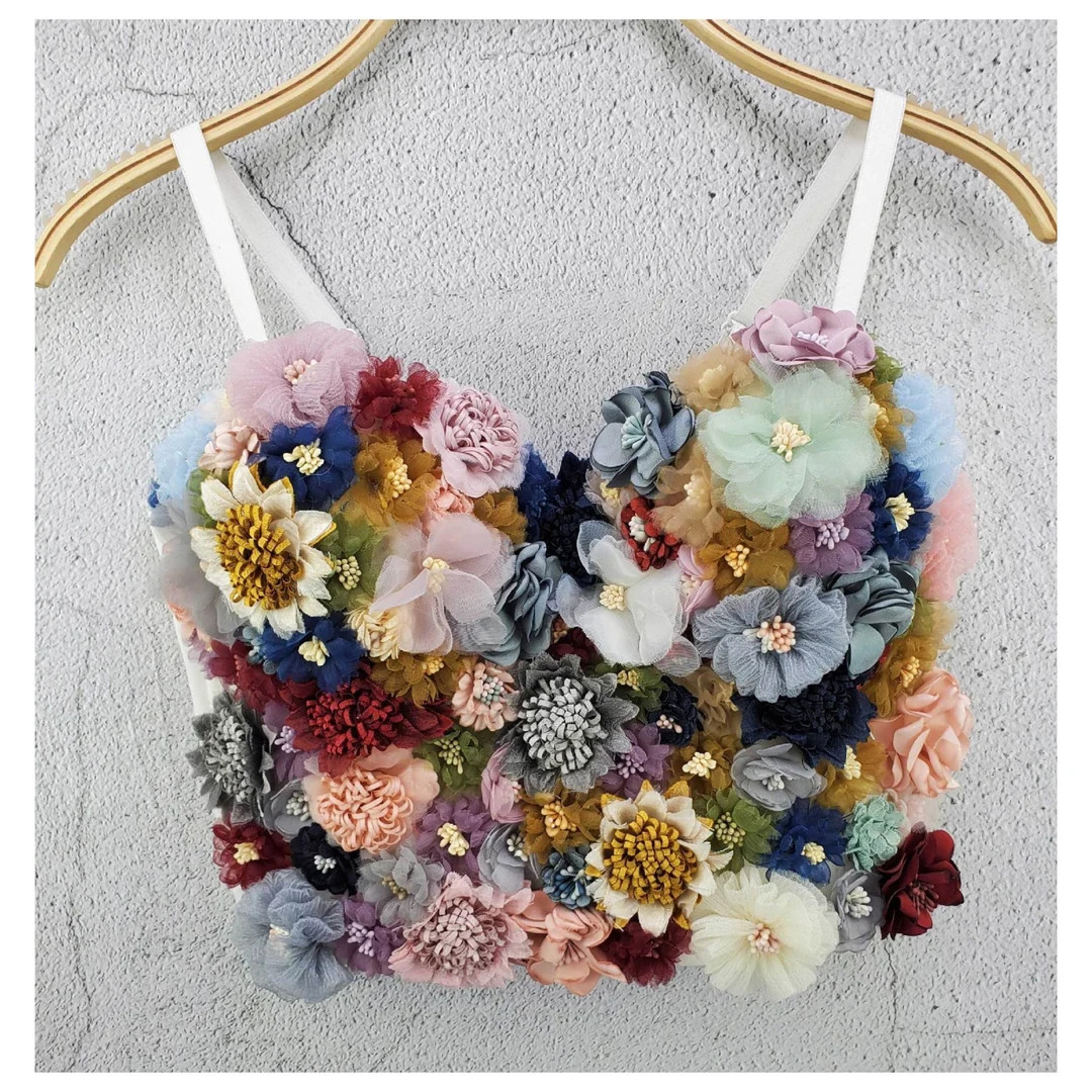 Fairy Floral Corset Top Colored 3D Flower Applique Bustier - Etsy | Etsy (US)