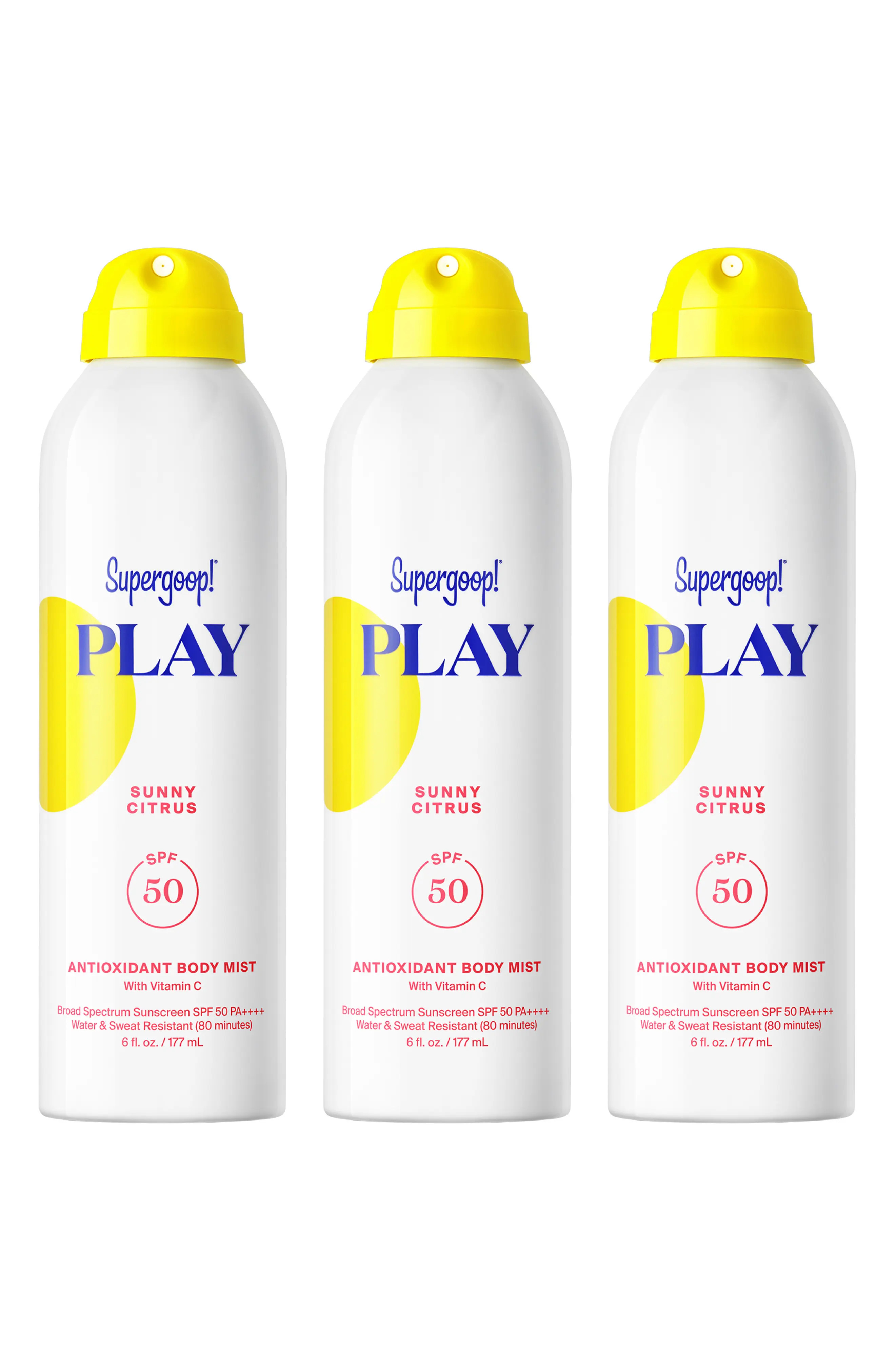 Play Antioxidant Body Mist SPF 50 Sunscreen Trio $72 Value (Women) | Nordstrom | Nordstrom
