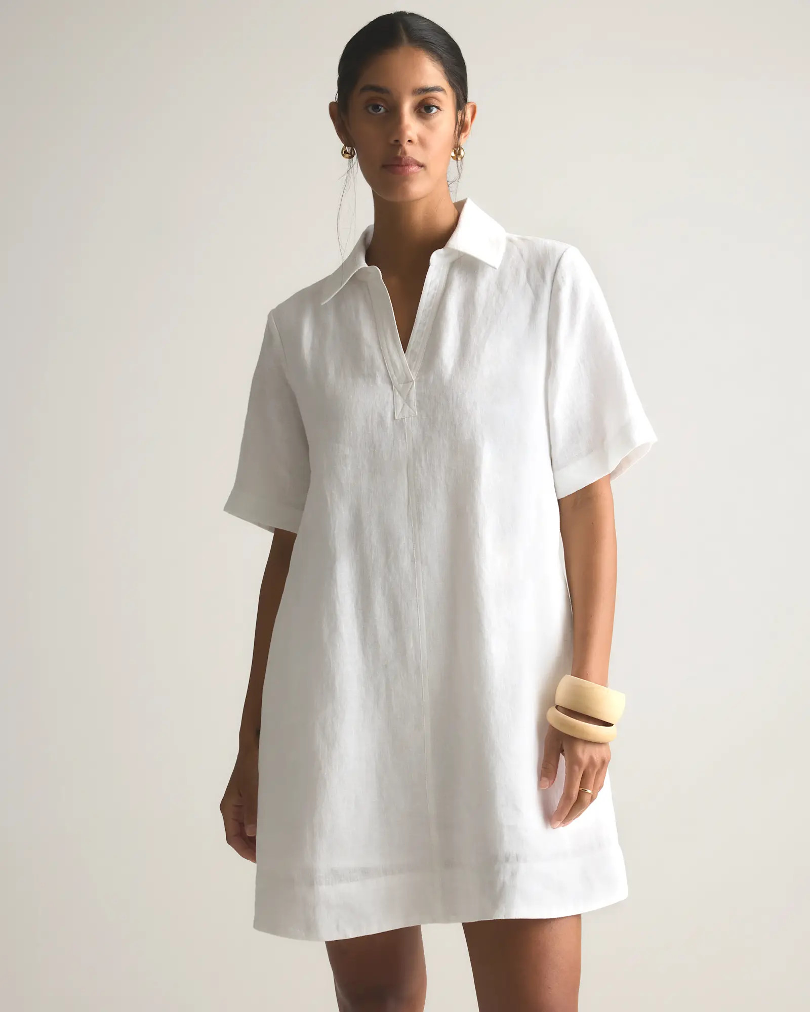 100% European Linen Popover Mini Dress | Quince
