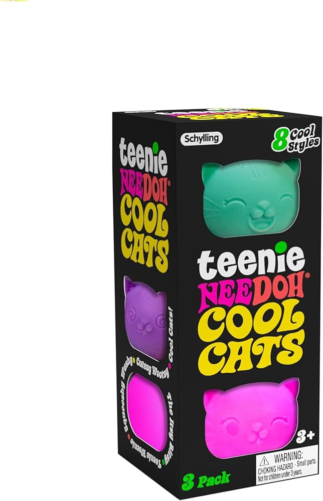 Schylling NeeDoh Teenie Cool Cat - Sensory Squeeze Toy - Contains 3 Mini Groovy Globs - 1.5" Wide... | Amazon (US)