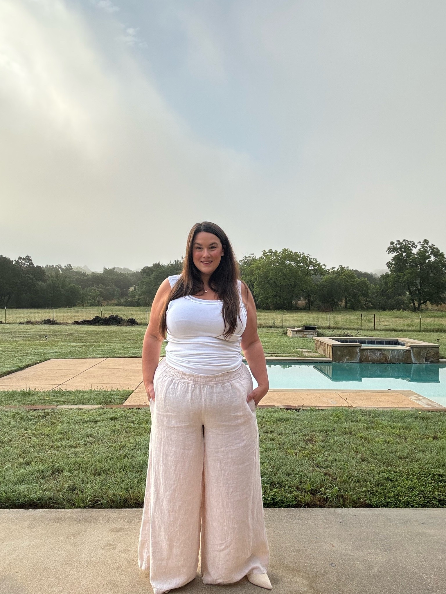 my favorite linen pants are on sale this weekend plus size linen pants linen palazzo pants. Size up in these I’m wearing 2x