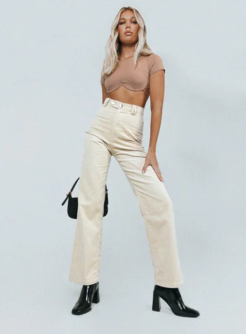 Uptown Cord Pant Beige | Princess Polly US