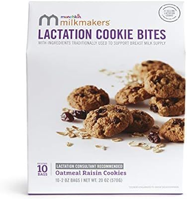 Munchkin Milkmakers Lactation Cookie Bites, Oatmeal Raisin, 10 Count | Amazon (US)