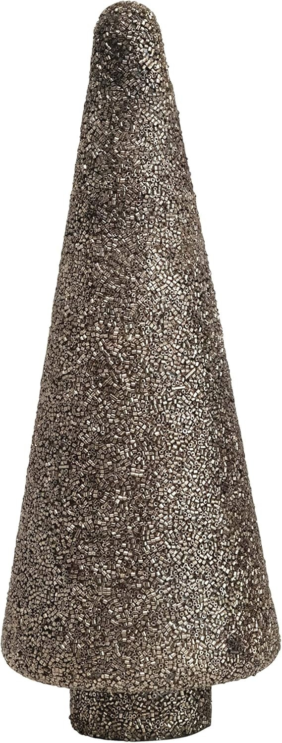 Creative Co-Op 4-3/4" Round x 12-1/4"H Glass Tree w/Seed Beads, Oxidized Pewter Finish Figures an... | Amazon (US)
