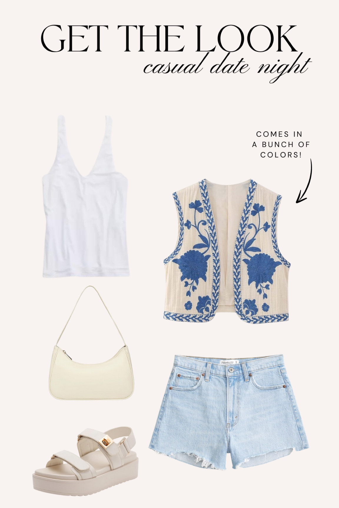  Casual date night outfit featuring this floral embroidered vest that comes in many other colors, Abercrombie 90s denim shirts, seamless longline cami, ivory platform sandals and ivory shoulder bag! 
.
.
.
date night outfit, brunch outfit, weekend outfit, casual outfit, summer outfit, mom outfit, girls night outfit, dinner outfit. 

#LTKStyleTip #LTKFindsUnder100 #LTKFindsUnder50