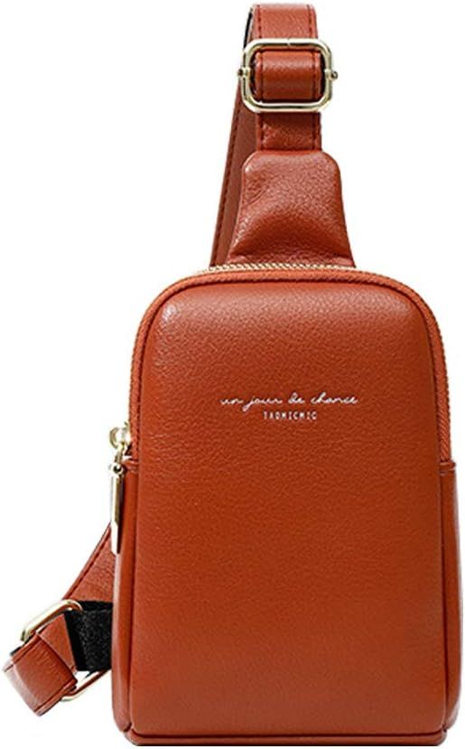 Aomiduo Leather Sling Backpack, Multipurpose Crossbody Shoulder Bag Travel Hiking Daypack for Wom... | Amazon (US)