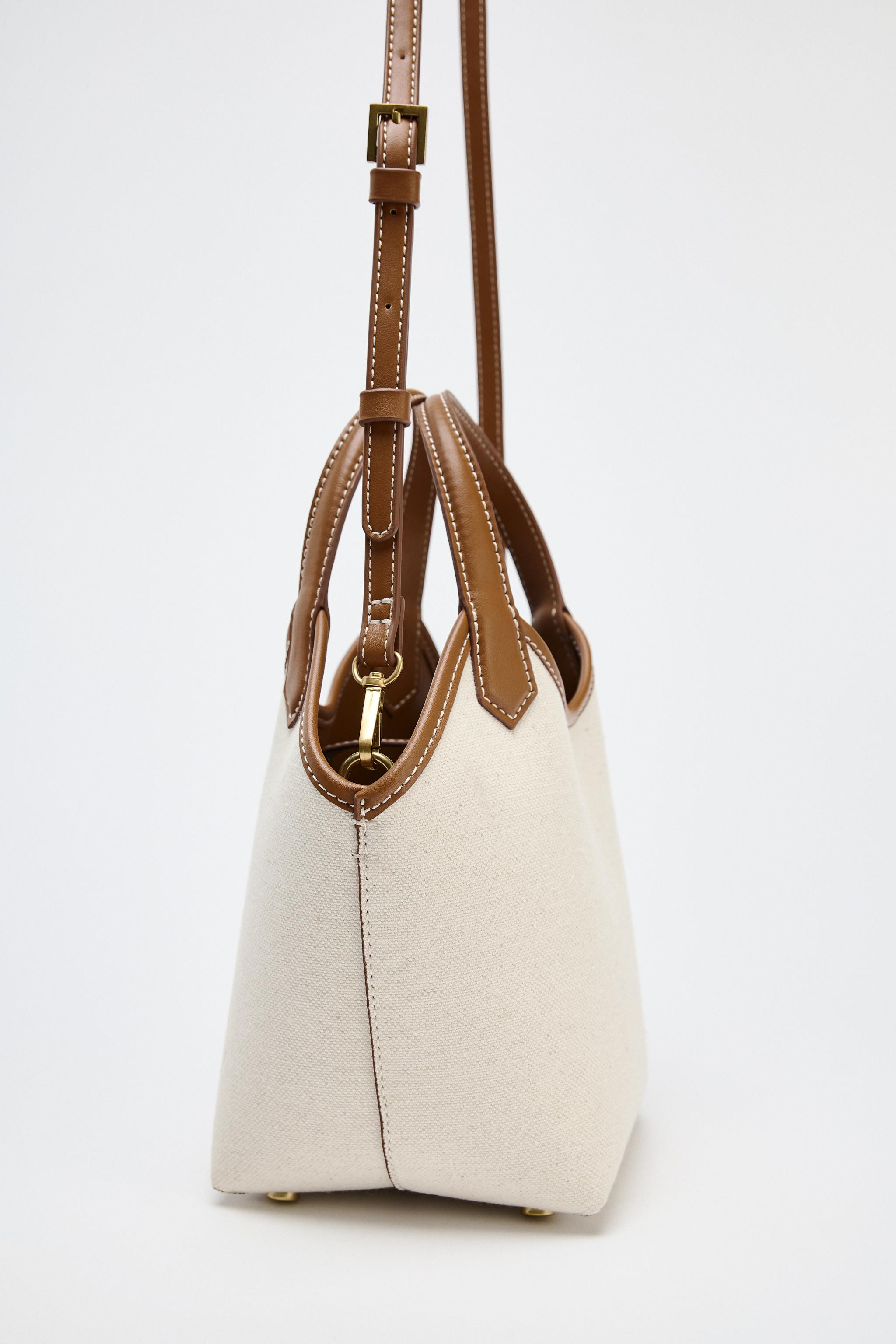 CONTRAST CANVAS MINI SHOPPER | Zara US
