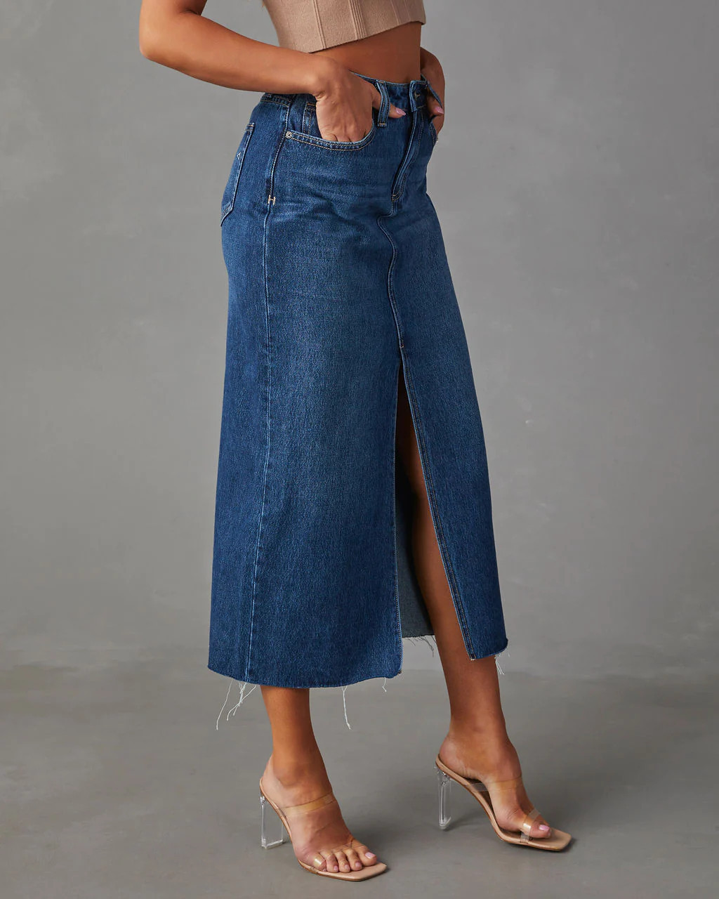Lavigne Denim Midi Skirt - Dark Denim | VICI