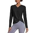 PINSPARK Womens Long Sleeve Shirts Workout Tops V Neck Twist Front Hiking Yoga Running Casual T-S... | Amazon (US)
