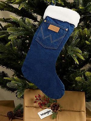Wrangler® Sherpa Denim Christmas Stocking in Prewashed | Wrangler