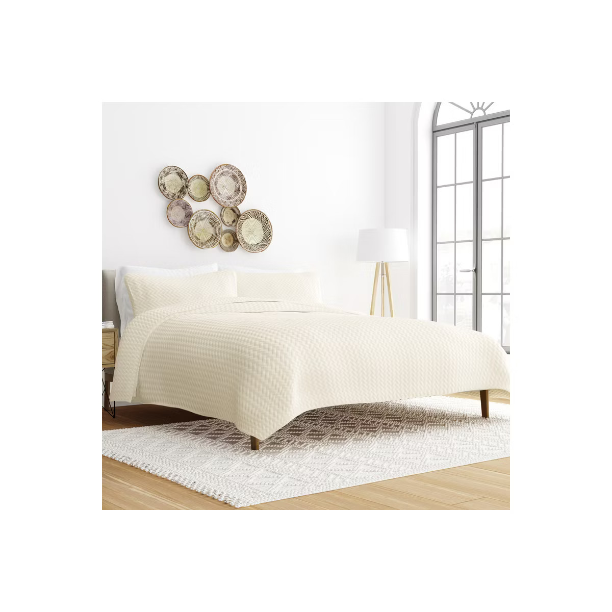 Quilted Coverlet and Shams Set Damask Square Herringbone Pattern - Becky Cameron | Target