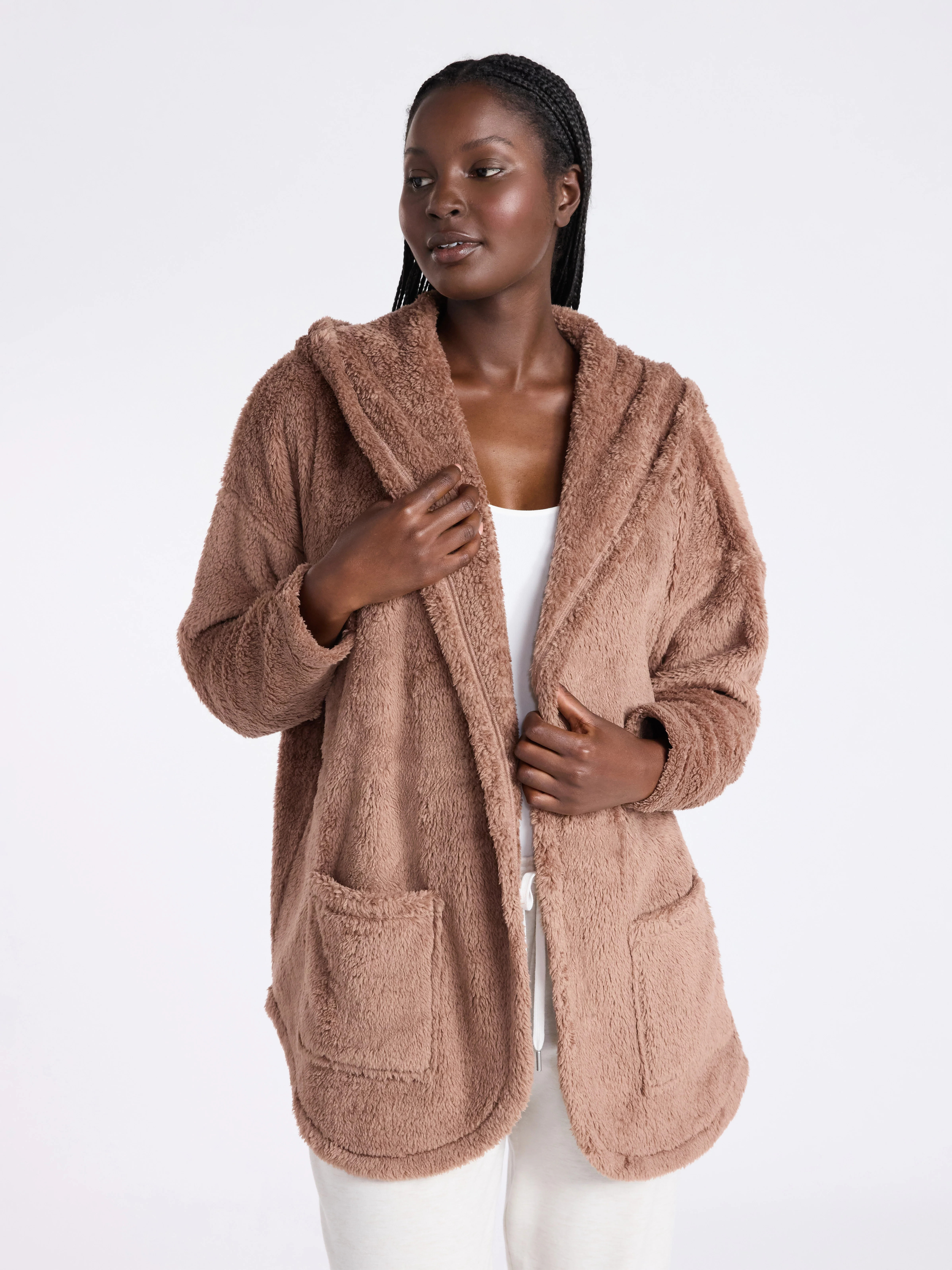 Joyspun Women’s Plush Sleep Cardigan, Size XS-3XL | Walmart (US)