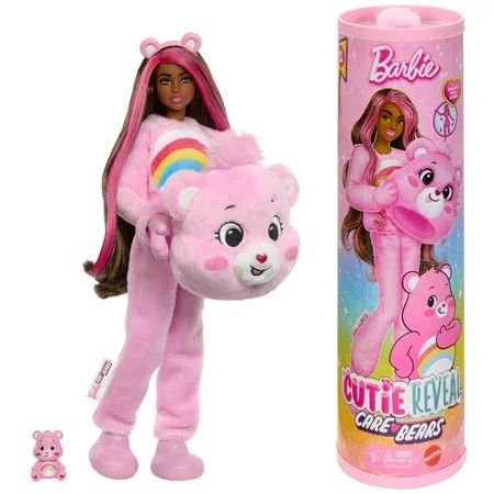 Barbie Cutie Reveal Care Bears Series Doll & Accessories in Cheer Bear Plush Costume, 10 Surprises | Walmart (US)