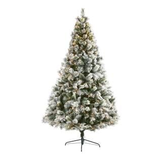 8ft. Pre-Lit Flocked Oregon Pine Artificial Christmas Tree, Clear LED Lights | Michaels Stores