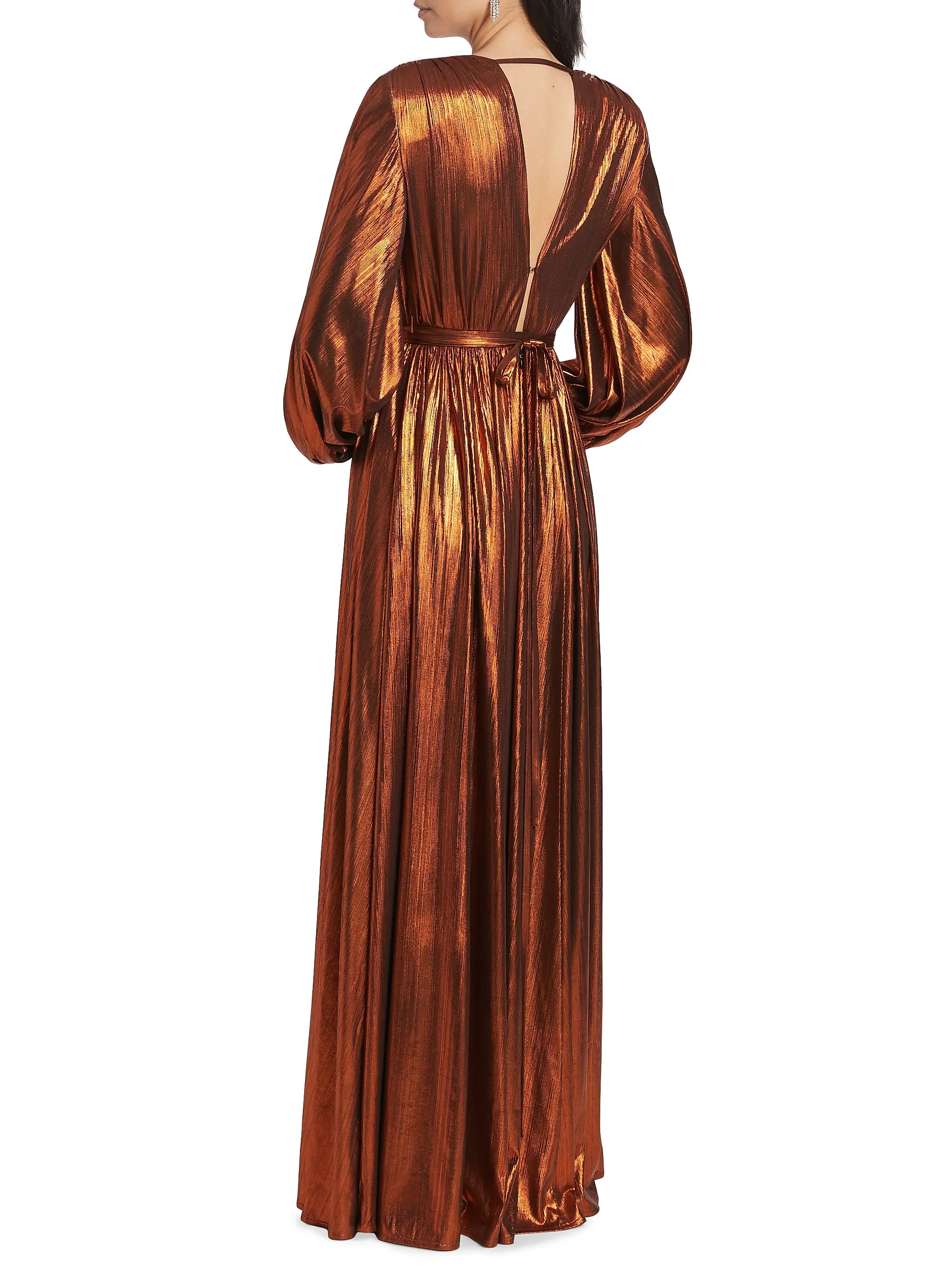 Zoe Metallic Blouson-Sleeve Gown | Saks Fifth Avenue