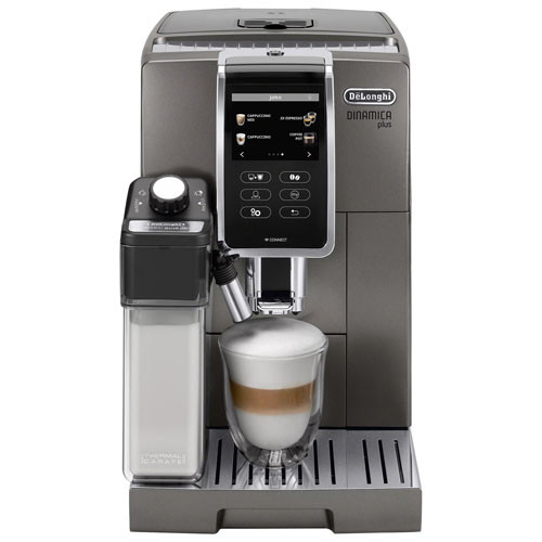 De'Longhi Dinamica Plus Connected Automatic Espresso Machine with Frother & Coffee Grinder - Tita... | Best Buy Canada