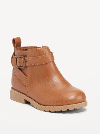 Faux-Leather Buckled Side-Zip Bootie for Toddler Girls | Old Navy (US)