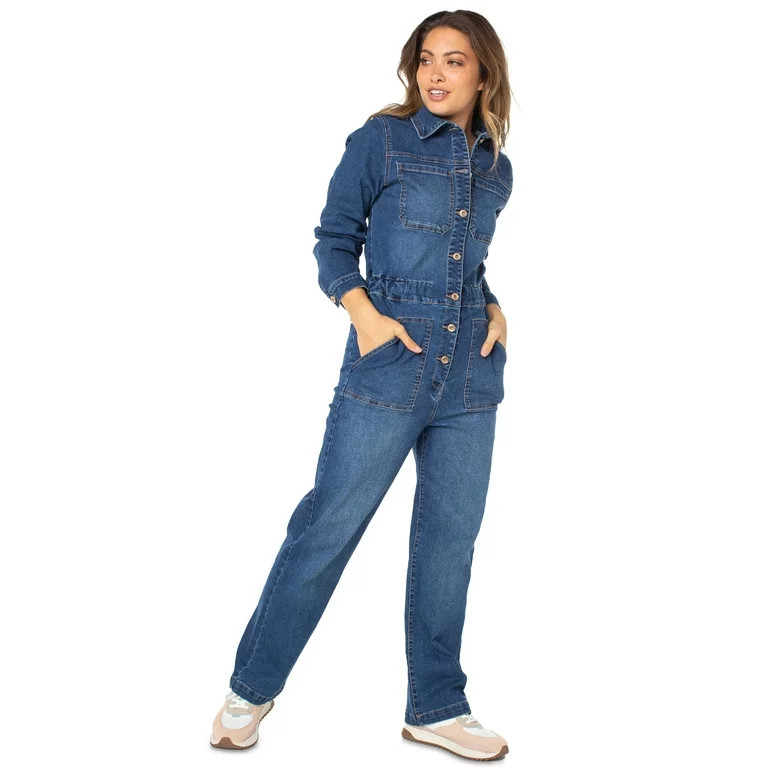 Celebrity Pink Juniors Long Sleeve Boilersuit, Sizes XS-3X | Walmart (US)