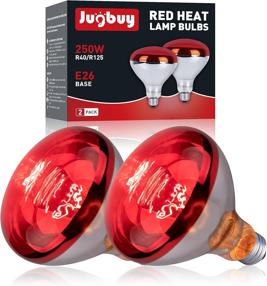 Jugbuy 250 Watt Red Heat Lamp Bulbs, Chicken Infrared Incandescent Light Bulb, Brooder Heat Lamps... | Amazon (US)