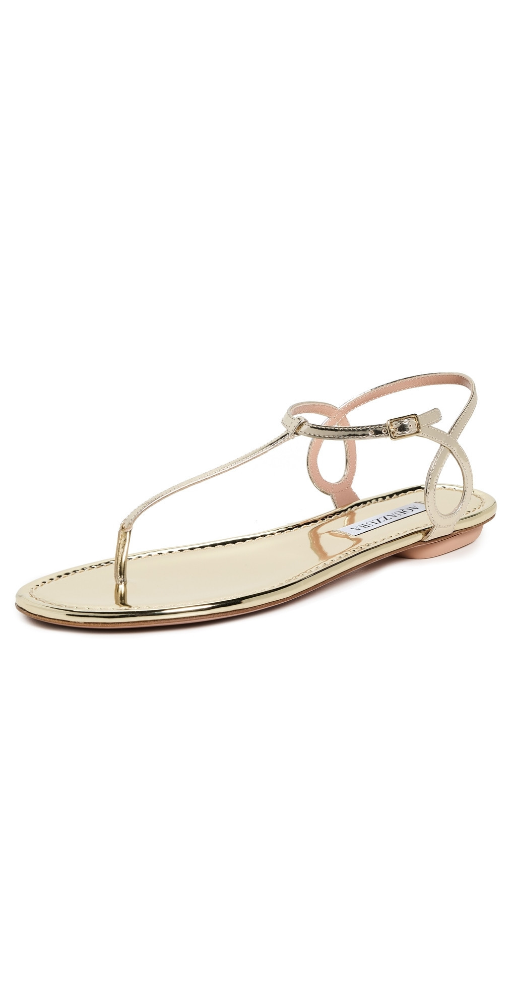 Aquazzura Almost Bare Sandal Flats Soft Gold 39.5 | Shopbop