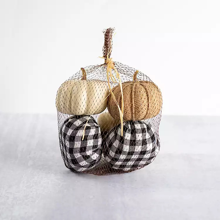 New! Buffalo Check Burlap Pumpkin Bowl Filler | Kirkland's Home