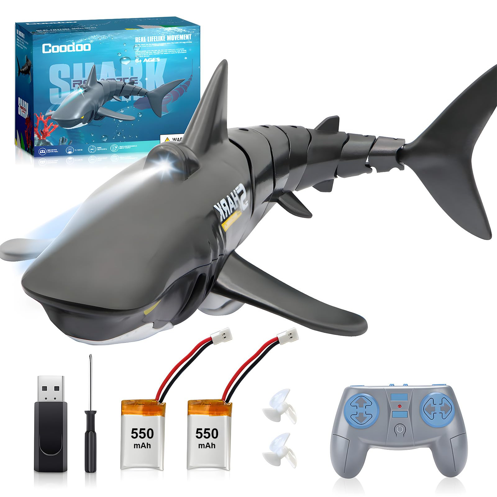 2.4G Remote Control Shark Toy 1:18 Scale High Simulation Shark for Swimming Pool Bathroom - Great... | Amazon (US)