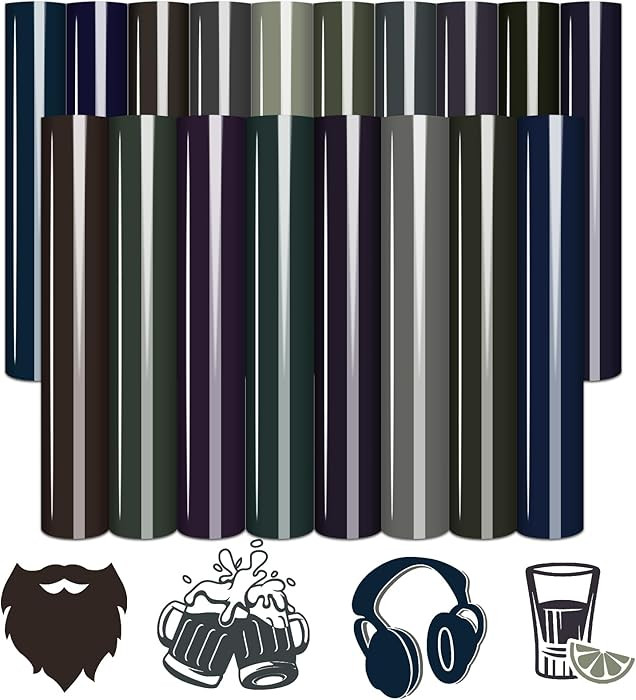 Tintnut Black HTV Heat Transfer Vinyl - 18 Sheets 12" x 10" Dark Color Heat Transfer Vinyl for T-... | Amazon (US)