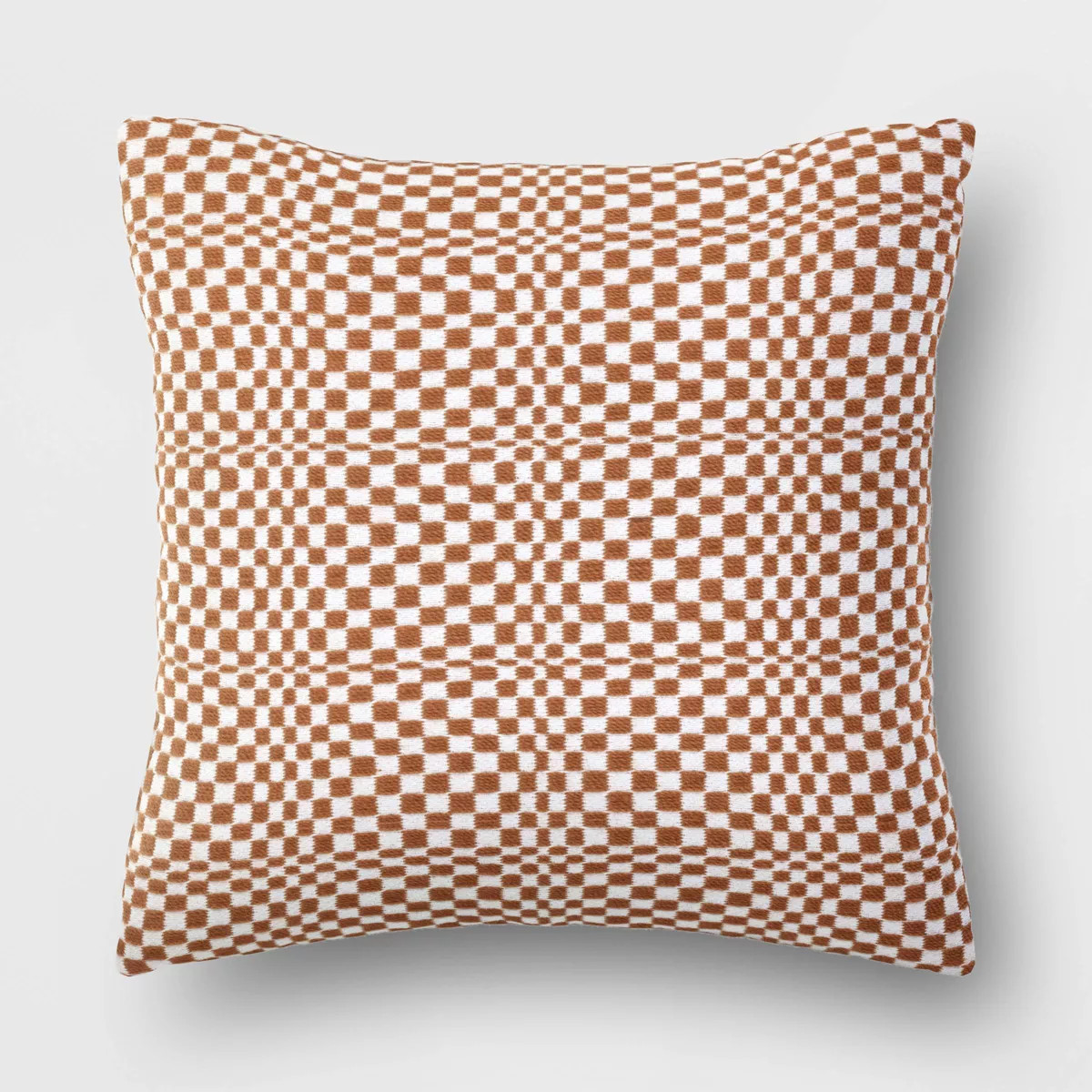 18"x18" Retro Checker Woven Square Outdoor Throw Pillow Brown - Threshold™ | Target