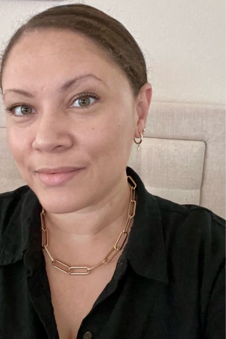 Forty-five and fresh faced. Focusing on my minimal jewelry. Thick chain necklace and topaz drop earrings.

#LTKOver40 #LTKMidsize #LTKFindsUnder100