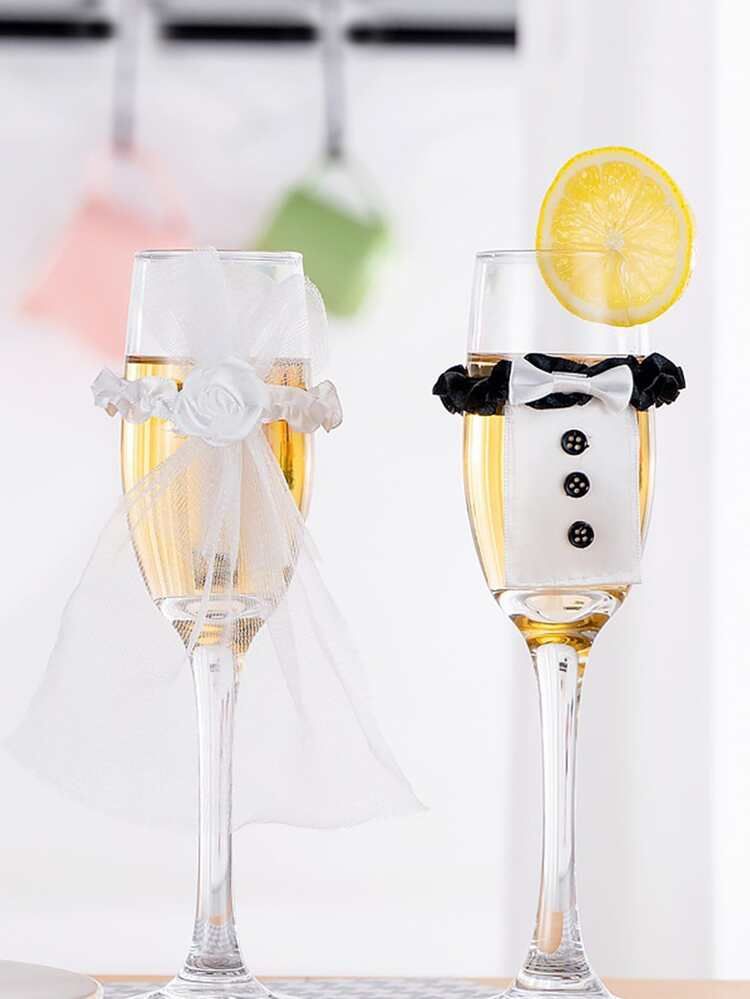 2pcs Wedding Party Glass Cover | SHEIN