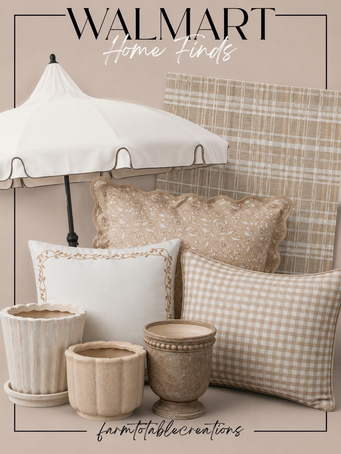 Walmart Outdoor Home Finds 🌿🤍

Give your patio a designer-inspired refresh without the designer price tag. These Walmart home finds feature timeless neutral tones, charming cottage-inspired patterns, classic planters, and a beautiful scalloped umbrella that instantly elevates any outdoor space. Perfect for creating a cozy, welcoming backyard retreat that feels both elegant and inviting all season long.

From statement outdoor pillows to versatile planters and patio essentials, these affordable finds make it easy to bring warmth, texture, and style to your outdoor living spaces.

Follow @farmtotablecreations on Instagram for more cozy home finds and trending decor.

#LTKHome #WalmartFinds #WalmartHome #PatioDecor #OutdoorDecor #BackyardStyle #OutdoorLiving #NeutralDecor #CottageStyle #FarmhouseDecor #PatioRefresh #AffordableHomeDecor #HomeFinds #SummerDecor #OutdoorEntertaining #BackyardInspiration #DesignerLookForLess #CozyHome #OutdoorOasis #FarmToTableCreations

#LTKSaleAlert #LTKHome