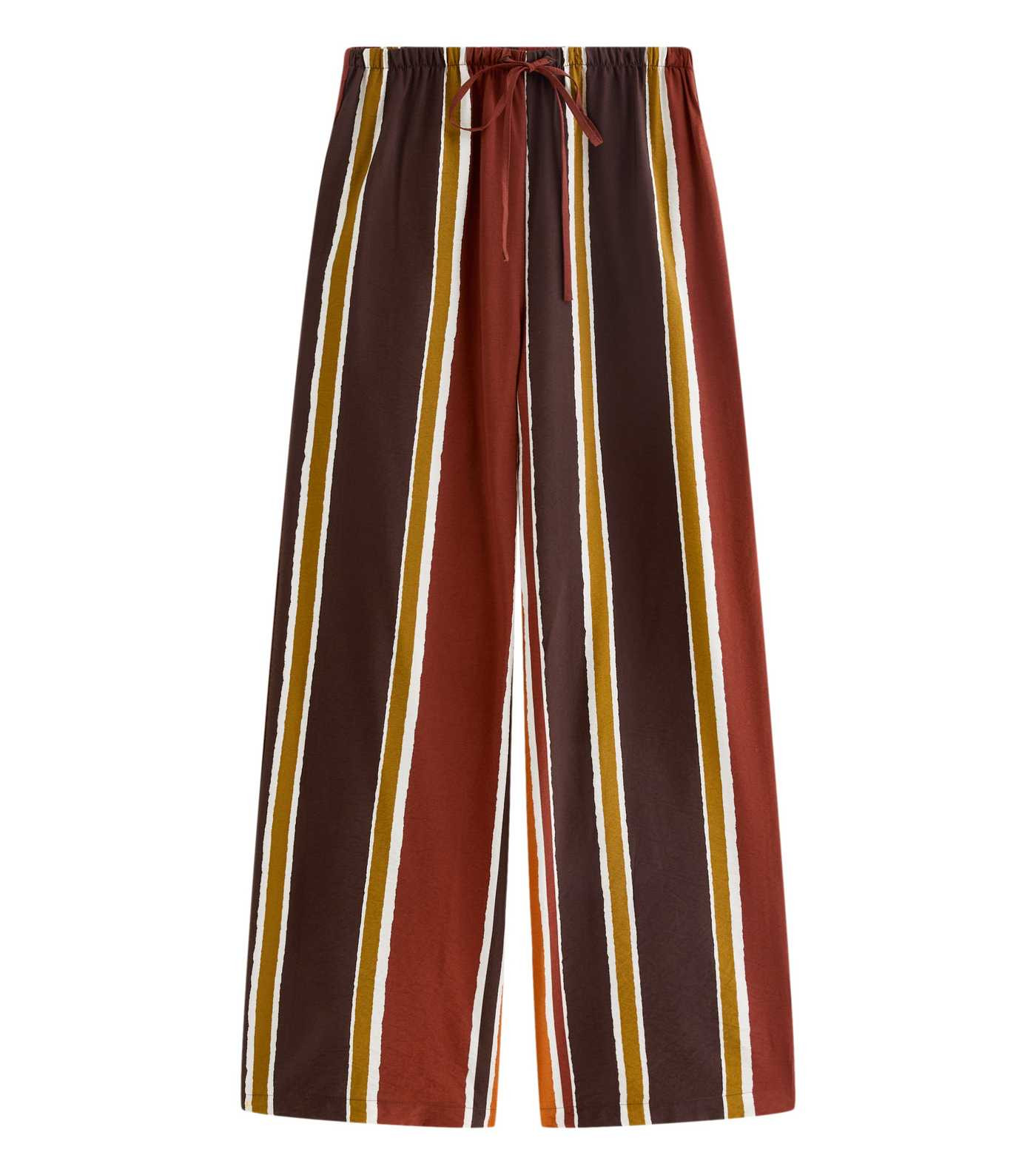 Brown Striped Drawstring Wide Leg Trousers | New Look | New Look (UK)