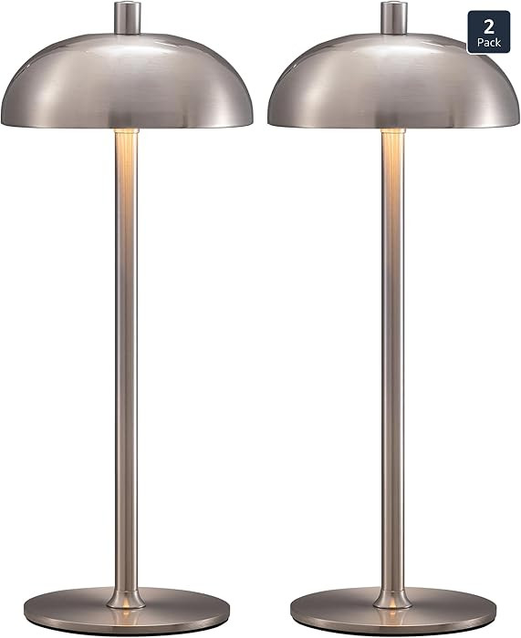 Cordless LED 12" Small Table Lamps Set of 2, Modern Portable Desk Lamp, 3 Color Dimming Rechargea... | Amazon (US)