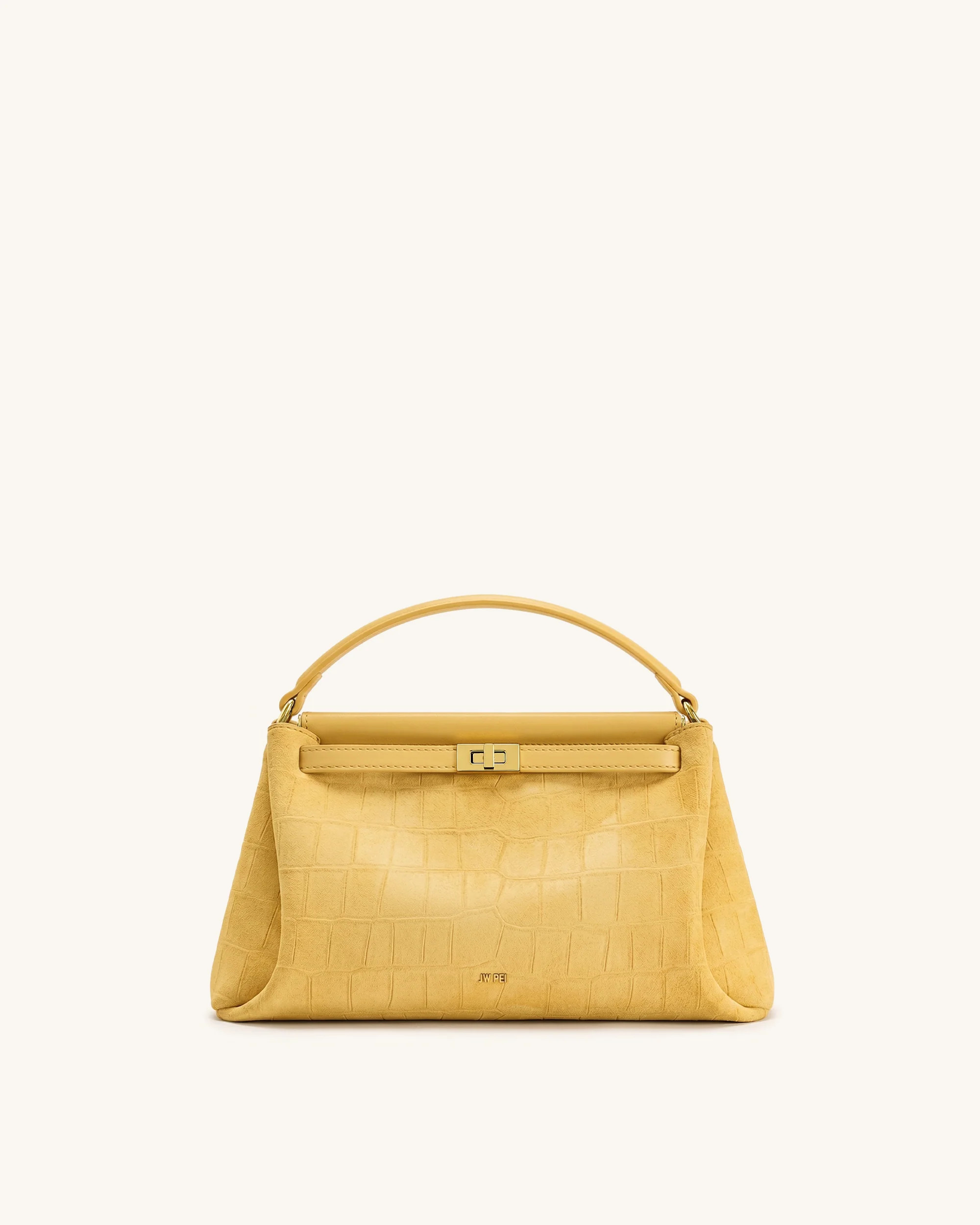 Carmen Faux Suede Croc-Embossed Top Handle Bag - Yellow | JW PEI US