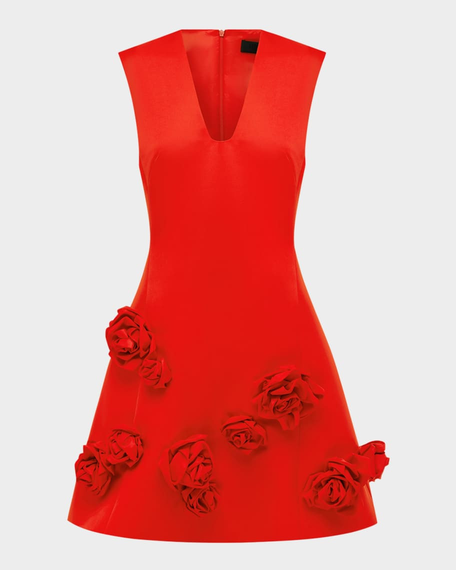 Briana Floral Applique Fit-&-Flare Mini Dress | Neiman Marcus