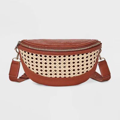 Straw Detail Belt Crossbody Bag - Universal Thread™ Cognac | Target