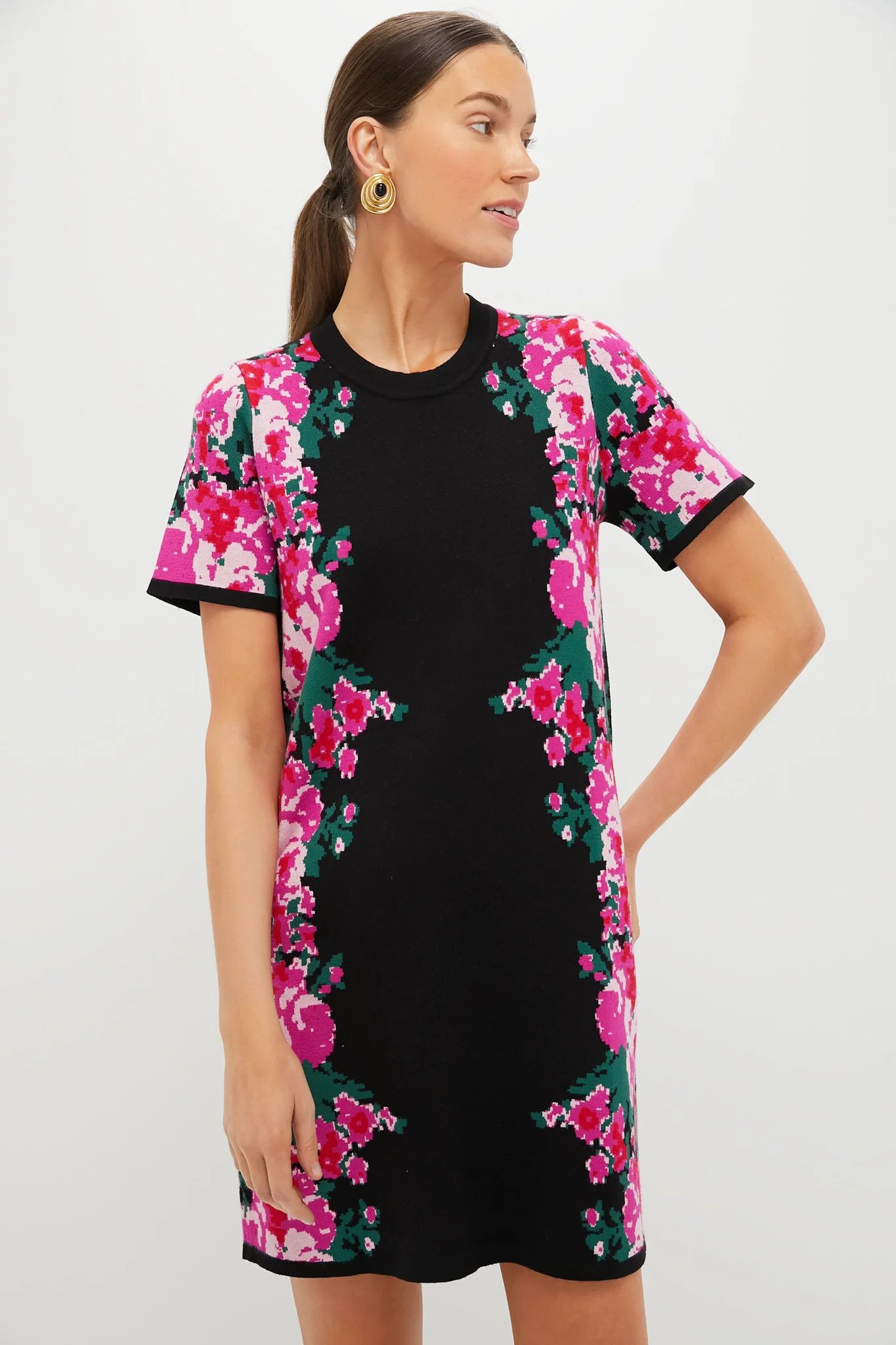 Climbing Roses Knit Jacquard Short Sleeve Marie Dress | Tuckernuck (US)