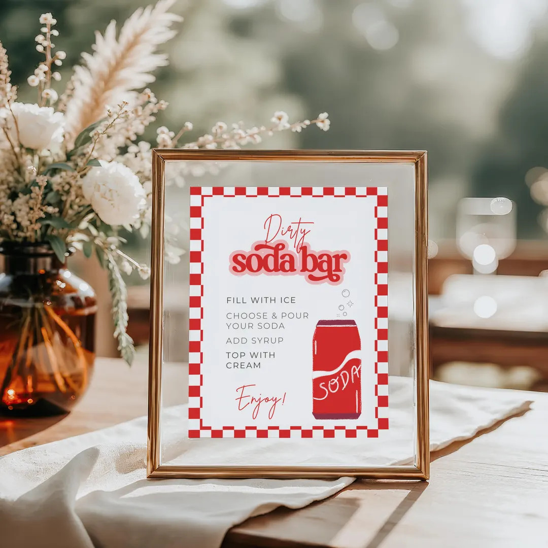 Dirty Soda Bar Sign Party Template Editable Soda Theme Digital Instant Canva Printable Cola 50s S... | Etsy (US)