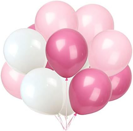 Latex balloon 100 pcs 12 inch ： white and light pink and rose red latex balloons | Amazon (US)