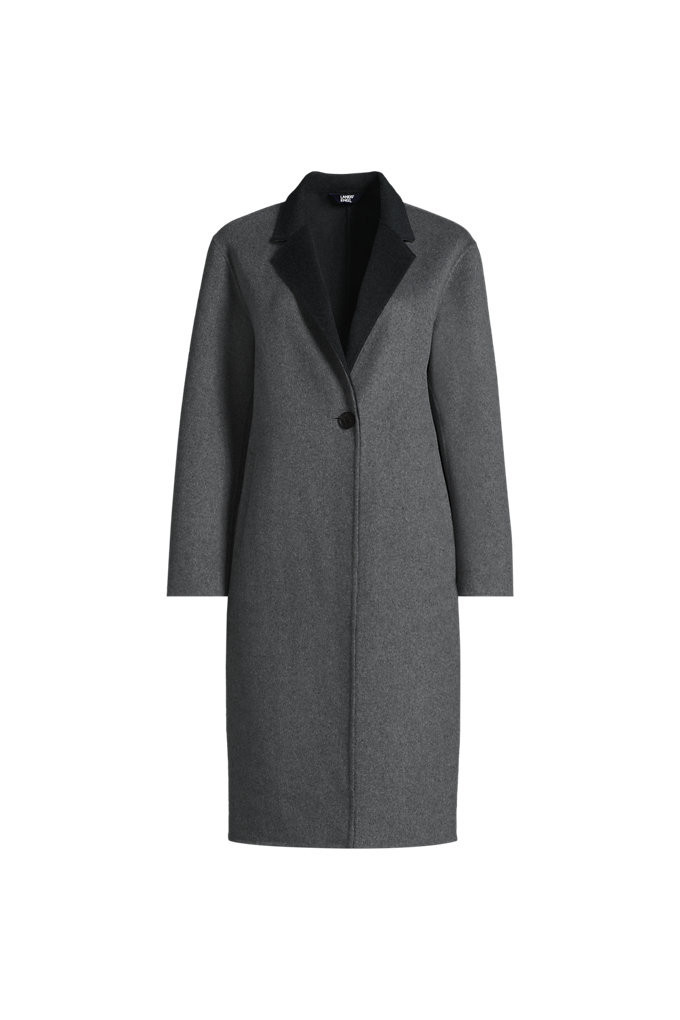 Women's Wool Blend Top Coat - Lands' End - Gray - L | Lands' End (US)