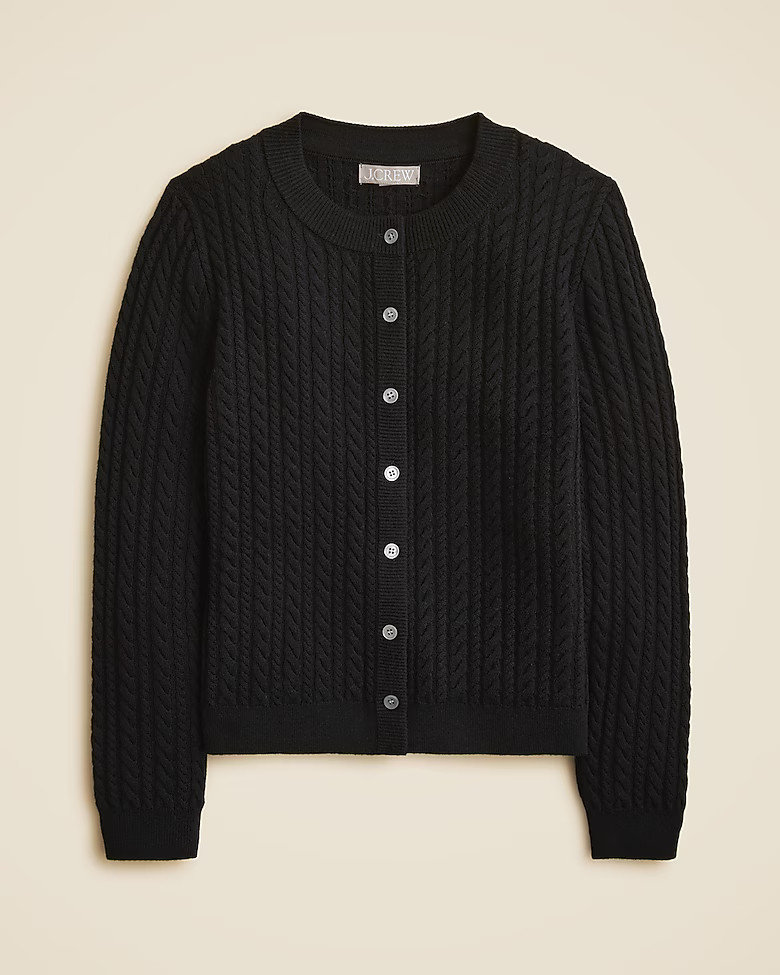 Cable-knit crewneck cardigan in merino wool | J. Crew US