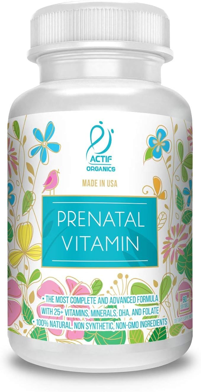 Actif Organic Prenatal Vitamin with 25+ Organic Vitamins, 100% Natural, DHA, EPA, Omega 3, and Or... | Amazon (US)