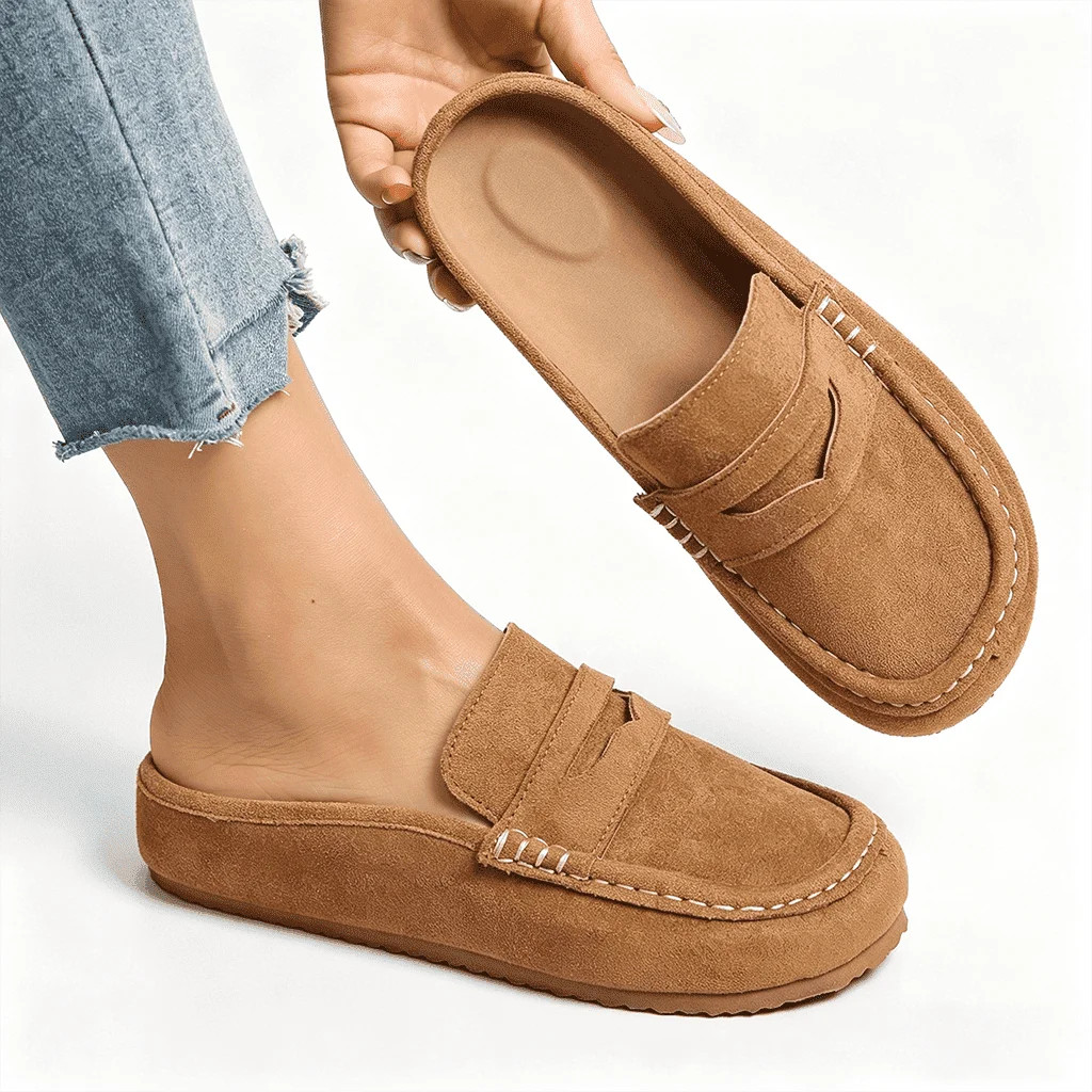 Women's Penny Loafer Mule Clogs, Slip-On Faux Suede Comfort Shoes, Casual Backless Loafers | Walmart (US)