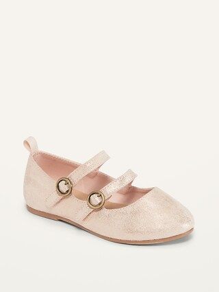 Faux-Suede Double-Strap Sparkle Flats for Toddler Girls | Old Navy (US)
