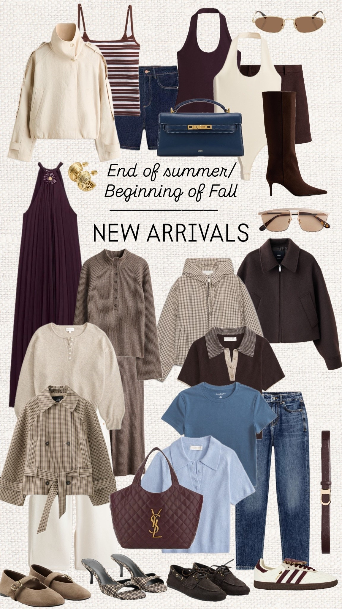 Your end-of-summer wardrobe starts here 🤎🍂 Timeless transitional layers you’ll wear from August straight into fall. These are the elevated basics that make getting dressed effortless all season long.

Hit that ❤️ button to come back later to shop.

: fall fashion, autumn style, transitional outfits, end of summer outfits, new arrivals, capsule wardrobe, elevated basics, chocolate brown, burgundy, cream knit, polo knit, knit set, denim shorts, straight leg jeans, suede mules, loafers, knee high boots, checked jacket, bomber jacket, everyday style, quiet luxury, minimalist fashion, old money style, workwear outfits, casual chic, wardrobe essentials, capsule closet, H&M new arrivals, Mango new arrivals, fall capsule wardrobe, timeless outfits