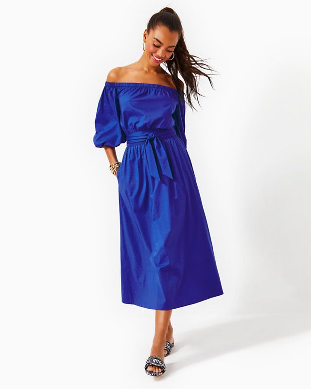 Shawnlee Elbow Sleeve Off-The-Shoulder Cotton Midi Dress | Lilly Pulitzer | Lilly Pulitzer